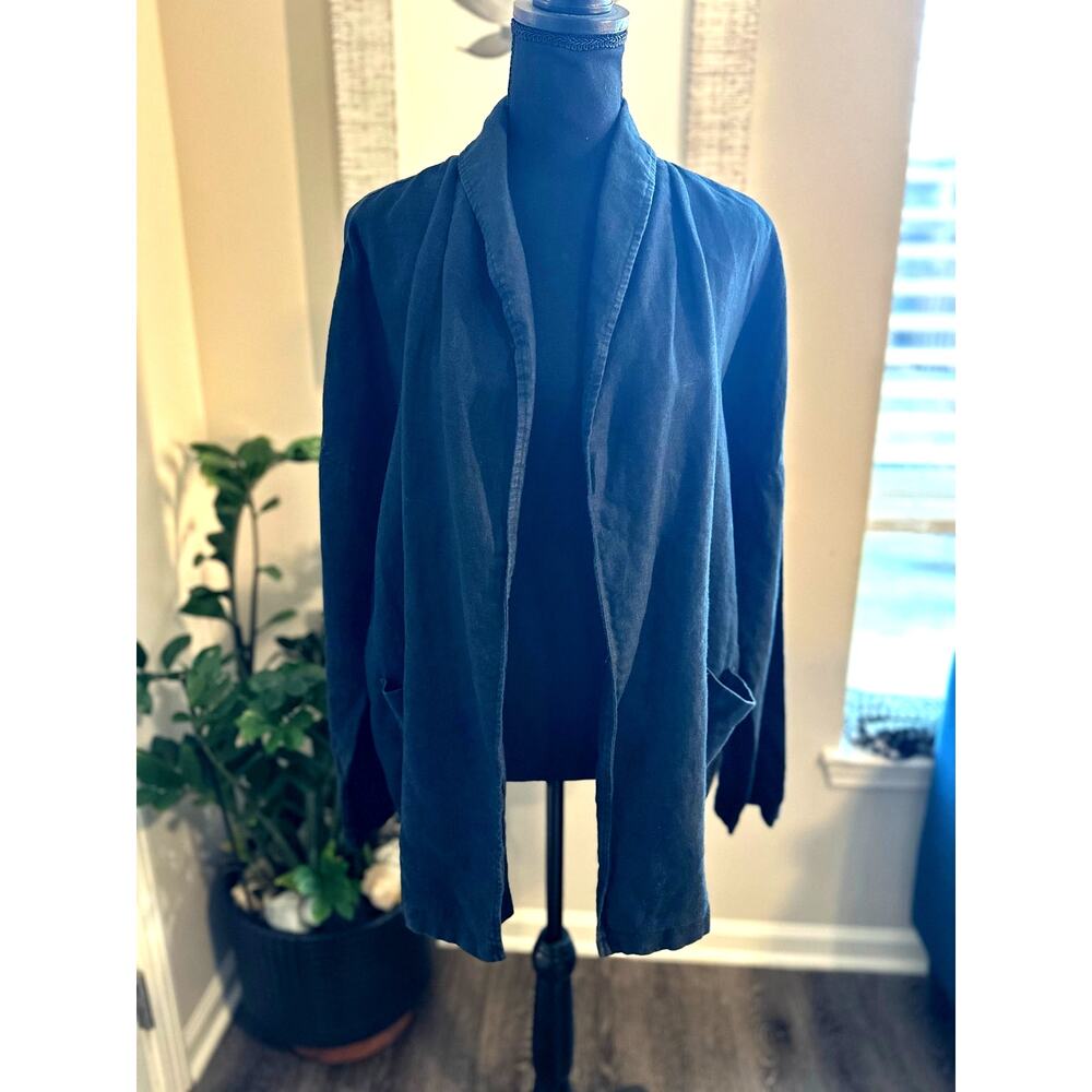 Eileen Fisher Black Linen Kimono Jacket